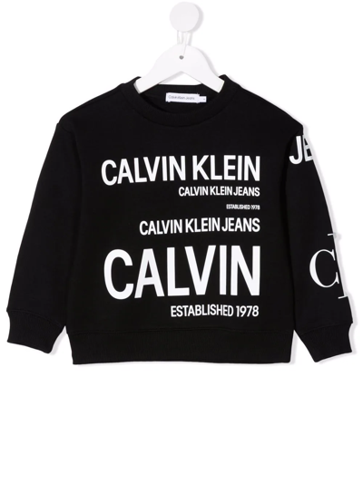 Calvin Klein Kids' Logo-print Cotton Sweatshirt In Black
