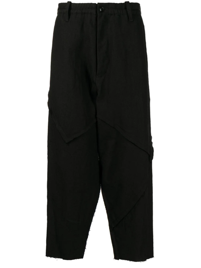 Yohji Yamamoto Drop-crotch Cropped Trousers In Black