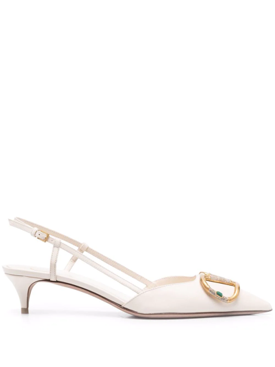 Valentino Garavani Women's Leather Pumps Court Shoes High Heel Vlogo Signature In White