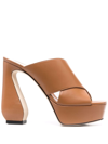 SI ROSSI 90MM PLATFORM LEATHER MULES