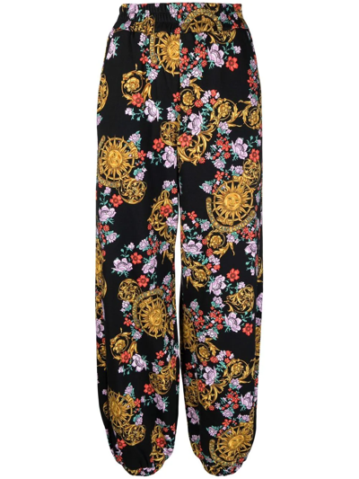 Versace Jeans Couture Garland Print Cotton Jersey Sweatpants In Multi