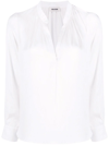 ZADIG & VOLTAIRE V-NECK SATIN-FINISH BLOUSE