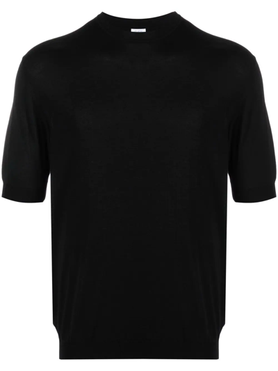 Malo Fine-knit Cotton-blend T-shirt In Black