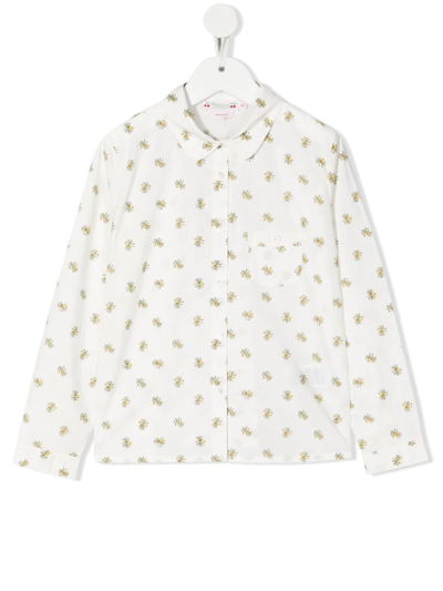 Bonpoint Teen Patterned Long-sleeved Blouse In White