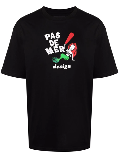 Pas De Mer Mermaid-print T-shirt In Black