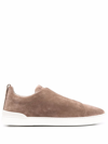 Ermenegildo Zegna Elasticated Slip On Trainers In Brown