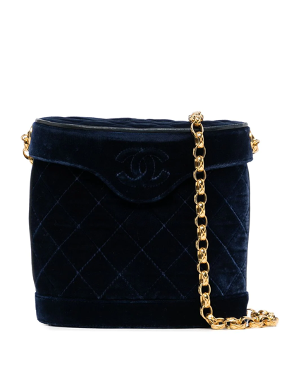 Pre-owned Chanel 1989-1991 Quilted Binocular Shoulder Bag In Blue