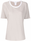 LE TRICOT PERUGIA CONTRAST-NECK SHORT-SLEEVE TOP