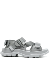 Alexander Mcqueen Men's Strappy Leather Sport Sandals In Grey