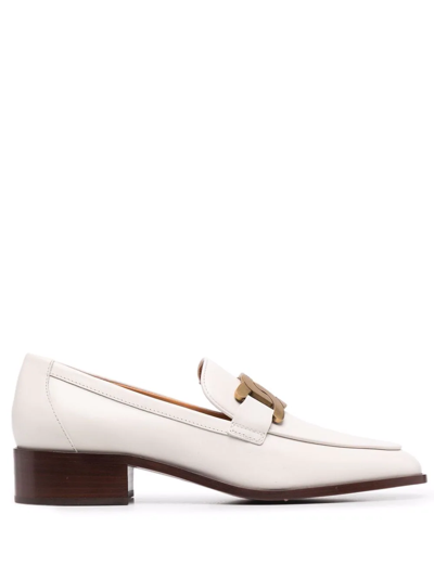 Tod's Logo-plaque Leather Loafers In Neutrals