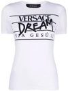 VERSACE SLOGAN-PRINT ROUND-NECK T-SHIRT