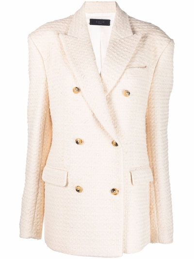 Amiri Knitted Double-breasted Blazer In Beige
