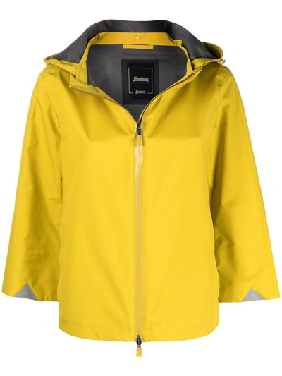 Herno Cropped Hooded Jacket In Yellow