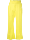 Khrisjoy Logo-print Cropped Flared Trousers In Yellow