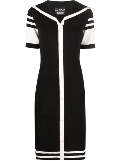 Boutique Moschino Stripe-pattern V-neck Dress In Black