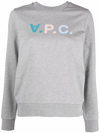 Apc Suzie Flocked-logo Sweatshirt In Grey