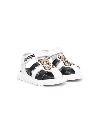 Moschino Kids' Toy Bear Patch Sandals In White