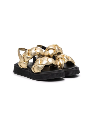 Florens Kids' Metallic Braided-strap Sandals In Gold
