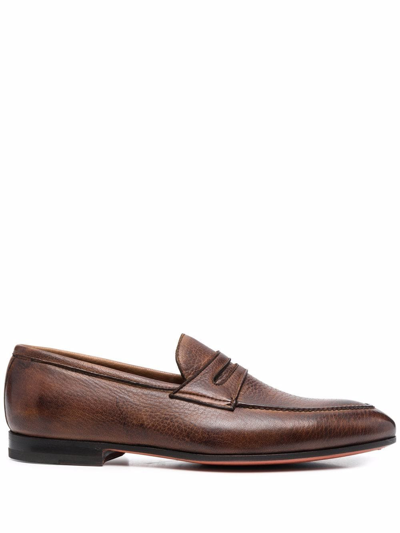 Bontoni Principe Leather Slip-on Loafers In Brown
