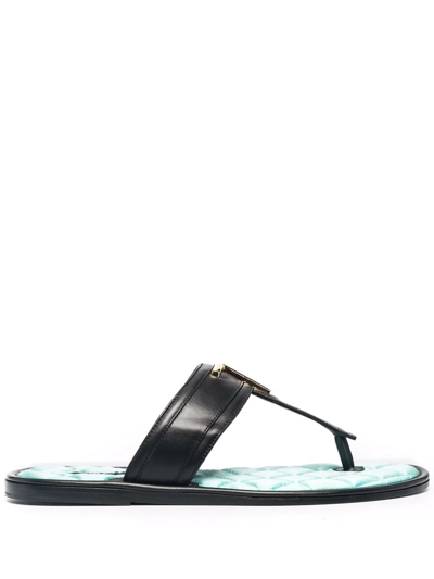 Tom Ford Tf Plaque Quilted Insole Sandals In Nero