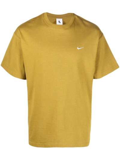 Nike Solo Swoosh Cotton T-shirt In Desert Moss,white