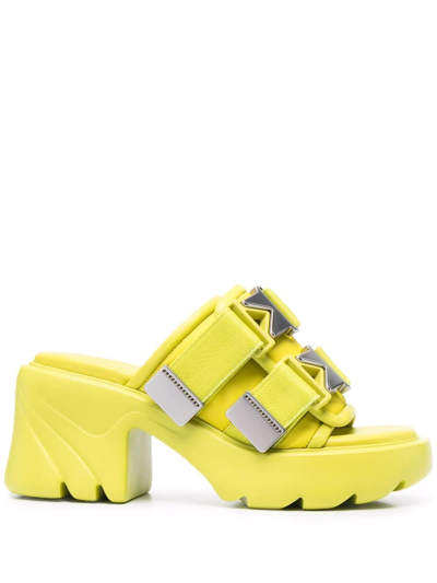 Bottega Veneta Flash Leather Dual-buckle Mule Sandals In Green