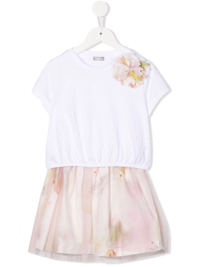 Il Gufo Kids' Floral-appliqué Two-piece Set In White