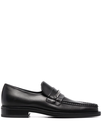 Martine Rose 3.5cm Leather Square Toe Loafers In Black High Shine