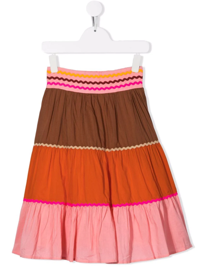 Scotch & Soda Teen Colour-block Tiered Skirt In Pink