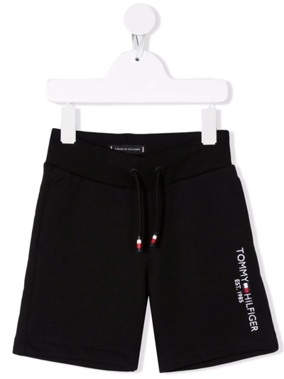 Tommy Hilfiger Junior Kids' Embroidered Logo Track Shorts In Black