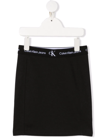 Calvin Klein Kids' Logo-waistband Skirt In Black