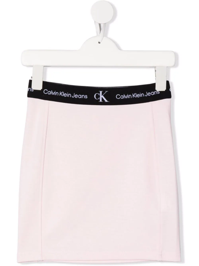 Calvin Klein Kids' Logo-waistband Skirt In Pink