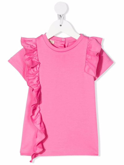 Emilio Pucci Junior Kids' 荷叶边饰t恤 In Pink