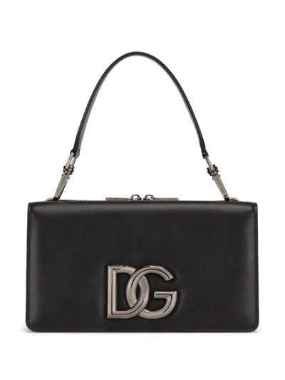 Dolce & Gabbana Logo-plaque Leather Cross-body Bag In Black