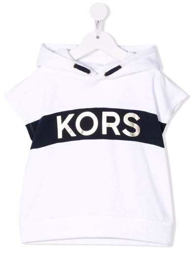 Michael Kors Kids' Logo-print Short-sleeve Hoodie In White