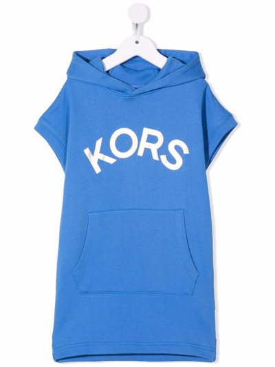 Michael Kors Kids' Logo-print Hooded Sweatshirt Dress In Blue