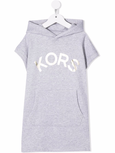 Michael Kors Kids' Logo-print Hooded Sweatshirt Dress In Grey