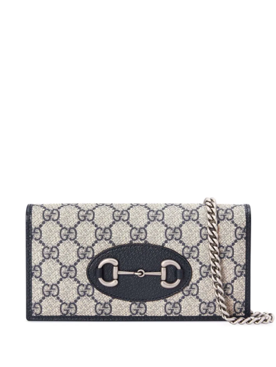 Gucci Horsebit-detail Gg-canvas Purse In Blue