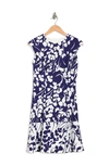 London Times Night And Day Fern Fit And Flare Dress In Navy/ Ivory