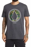 Volcom Pinline Camo Print Heathered T-shirt In Hther Blk