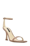 Nine West Women's Yess Square Toe Tapered Heel Dress Sandals Women's Shoes In Cork