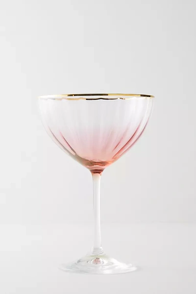 Anthropologie Waterfall Coupe Glasses, Set Of 4 By  In Pink Size S/4 Coupe In Pink