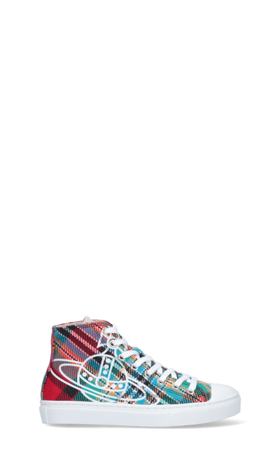 Vivienne Westwood Tartan Pattern High Sneakers In Multicoloured