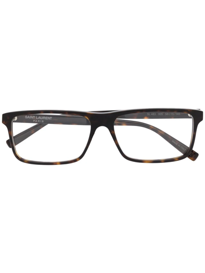 Saint Laurent Rectangle-frame Glasses In Brown