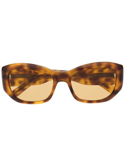 Saint Laurent Tortoishell-effect Sunglasses In Brown