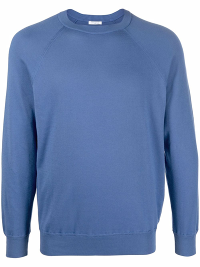 Malo Ribbed-trim Cotton Jumper In Blue