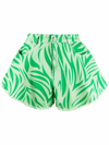 Dependance Zebra-print Flared Shorts In Grün