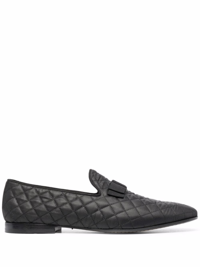 Tagliatore Quilted Leather Loafers In Schwarz