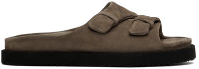 Officine Creative Touch-strap Suede Sandals In Grey