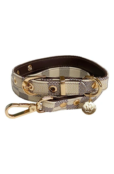 Dogs Of Glamour Bella Luxury Collar With Leash In Off-white